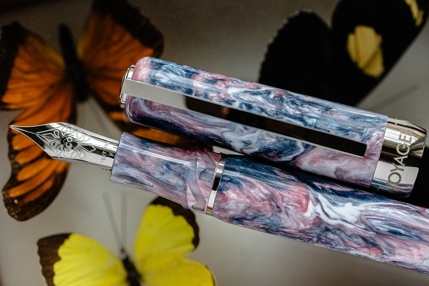Visconti Voyager Mariposa Painted Beauty with Palladium Trims - Fountain Pen