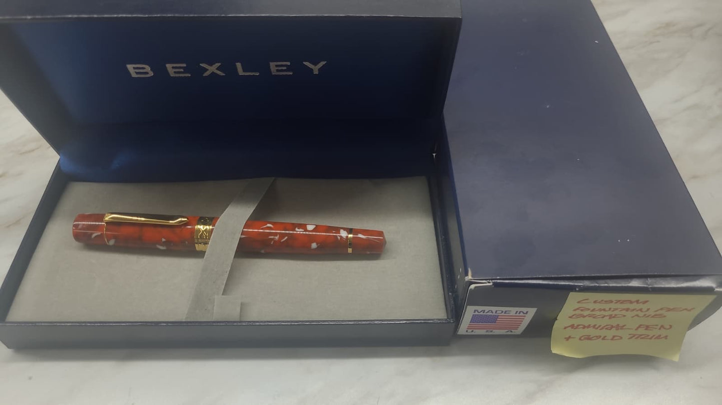 Bexley Custom Admiral Collection Orange & White Steel Nib - Fountain Pen