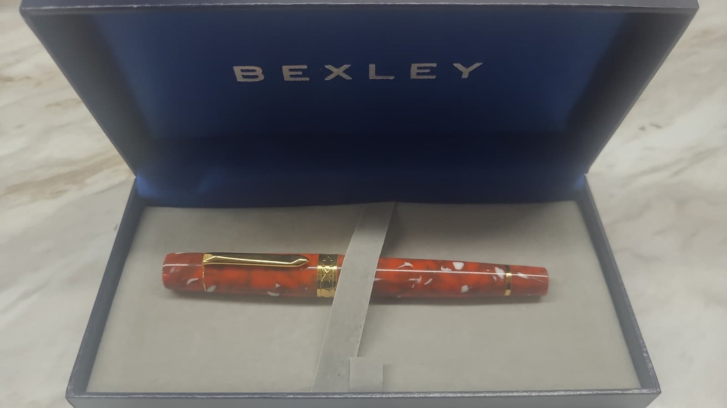 Bexley Custom Admiral Collection Orange & White Steel Nib - Fountain Pen
