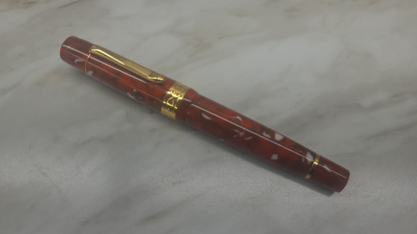 Bexley Custom Admiral Collection Orange & White Steel Nib - Fountain Pen