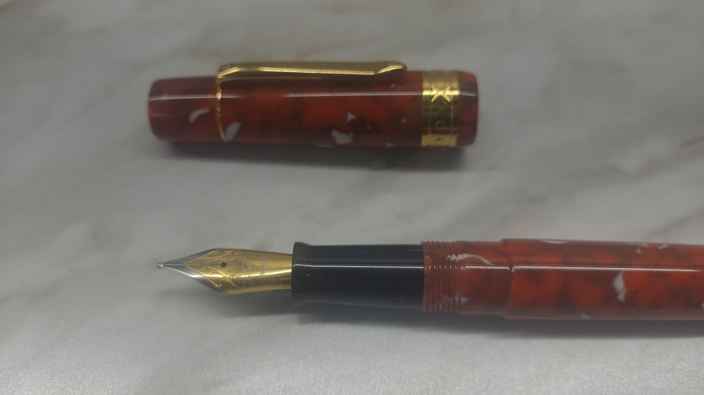 Bexley Custom Admiral Collection Orange & White Steel Nib - Fountain Pen