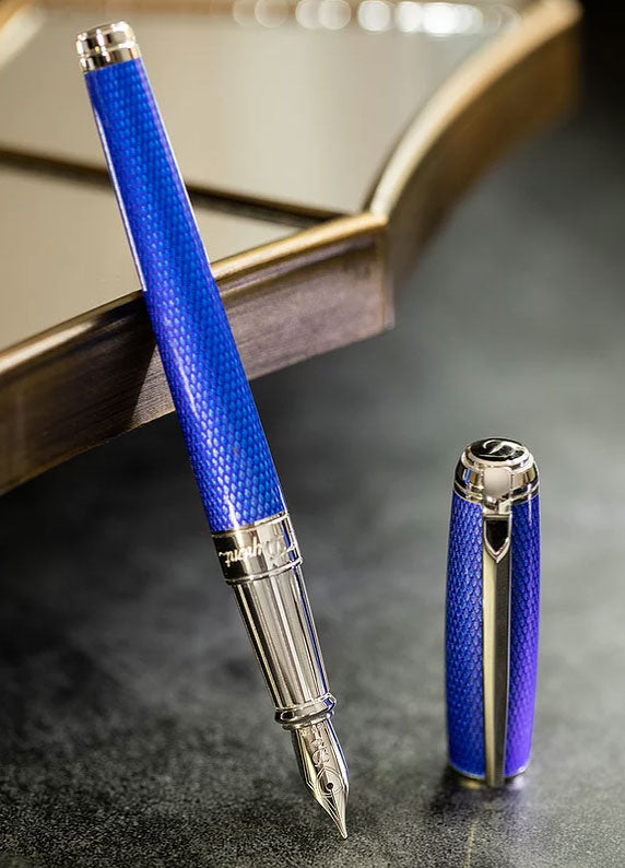 S.T. Dupont Line D Large Diamond Guilloché Sapphire - nibs.com