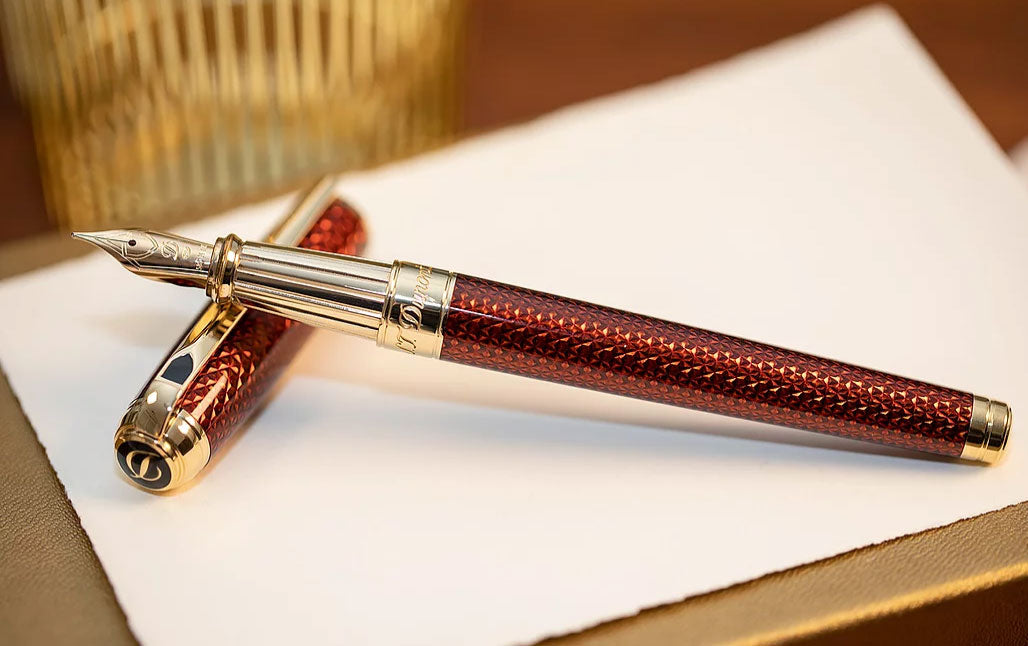 S.T. Dupont Line D Large Firehead Guilloché Amber - nibs.com