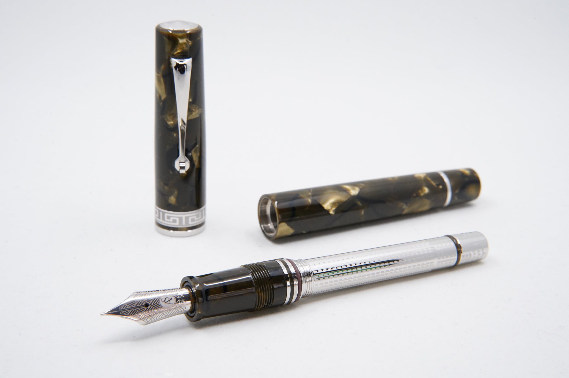 ASC Bologna Medio Green Autumn Celluloid Rhodium - nibs.com