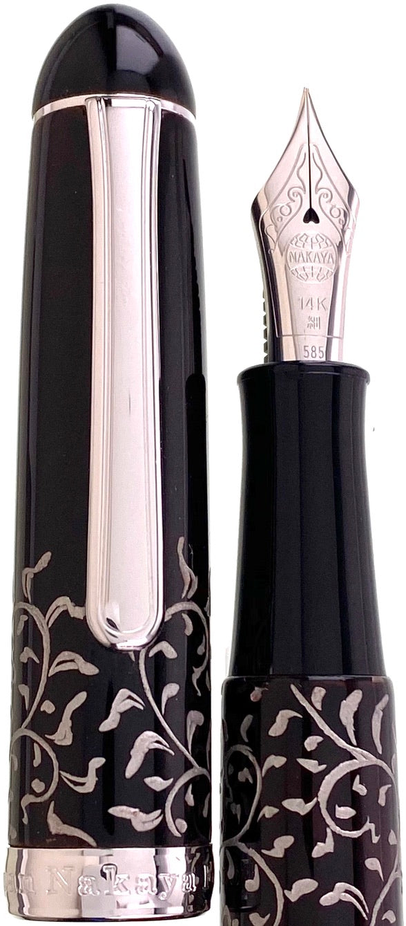 Nakaya Briarwood Deep Gloss Chinkin Arabesque Platinum - nibs.com