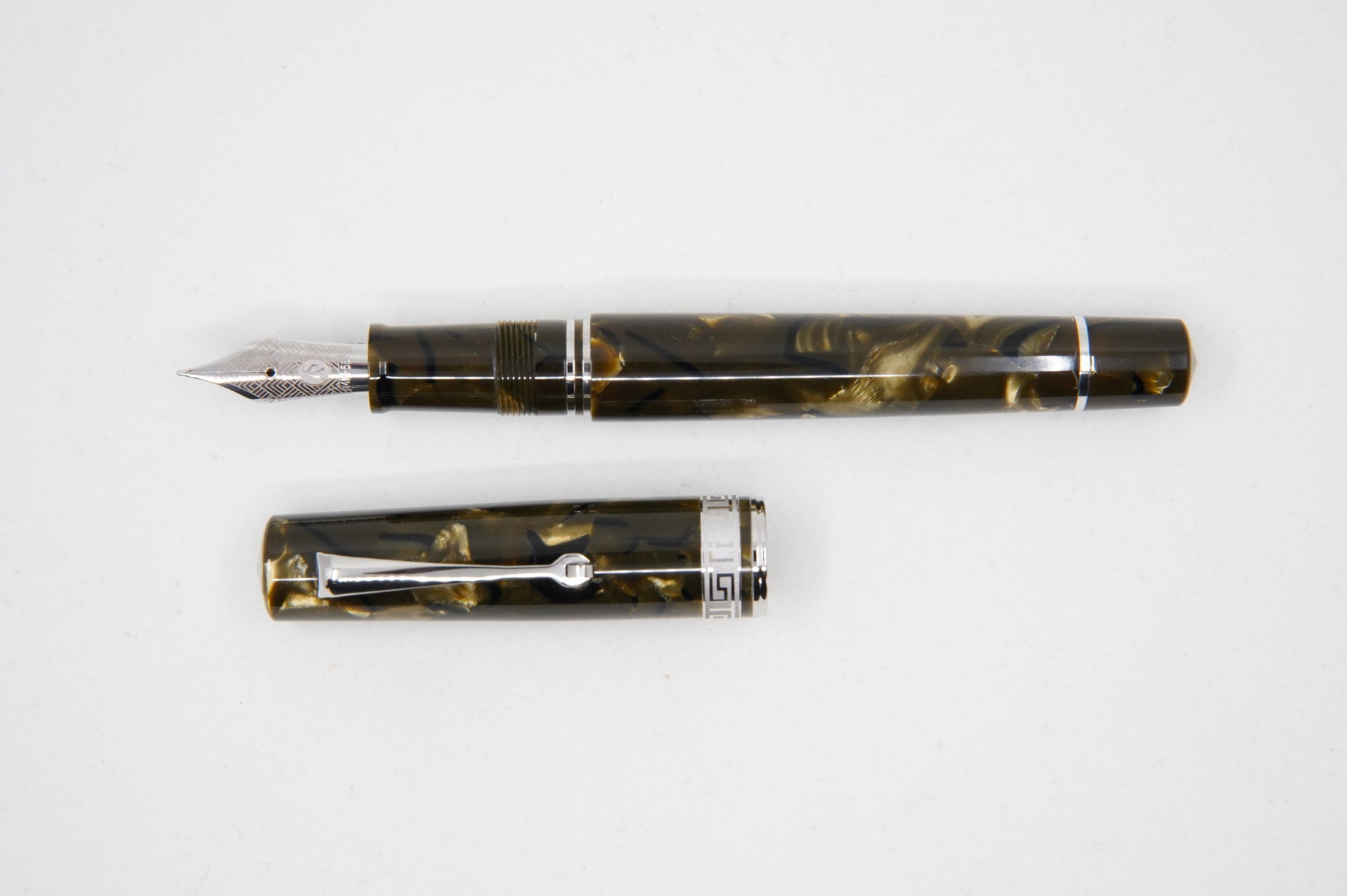 ASC Bologna Medio Green Autumn Celluloid Rhodium - nibs.com