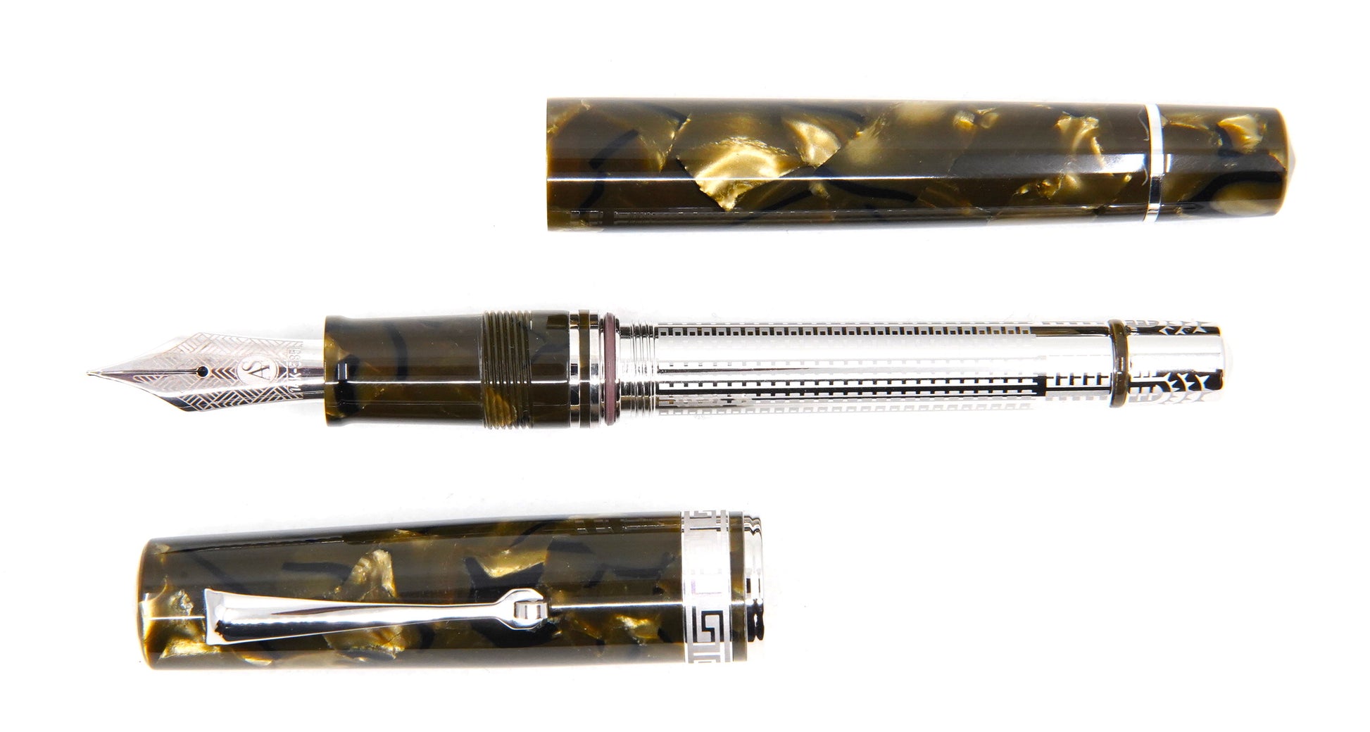 ASC Bologna Medio Green Autumn Celluloid Rhodium - nibs.com