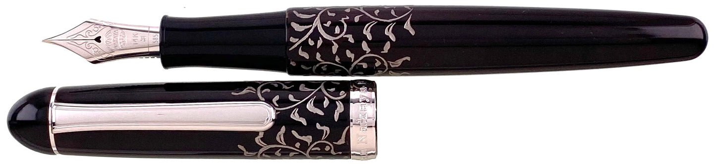 Nakaya Briarwood Deep Gloss Chinkin Arabesque Platinum - nibs.com