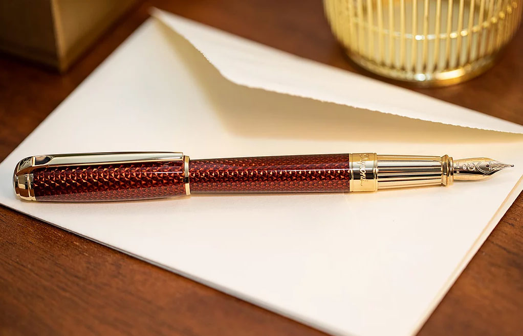 S.T. Dupont Line D Large Firehead Guilloché Amber - nibs.com