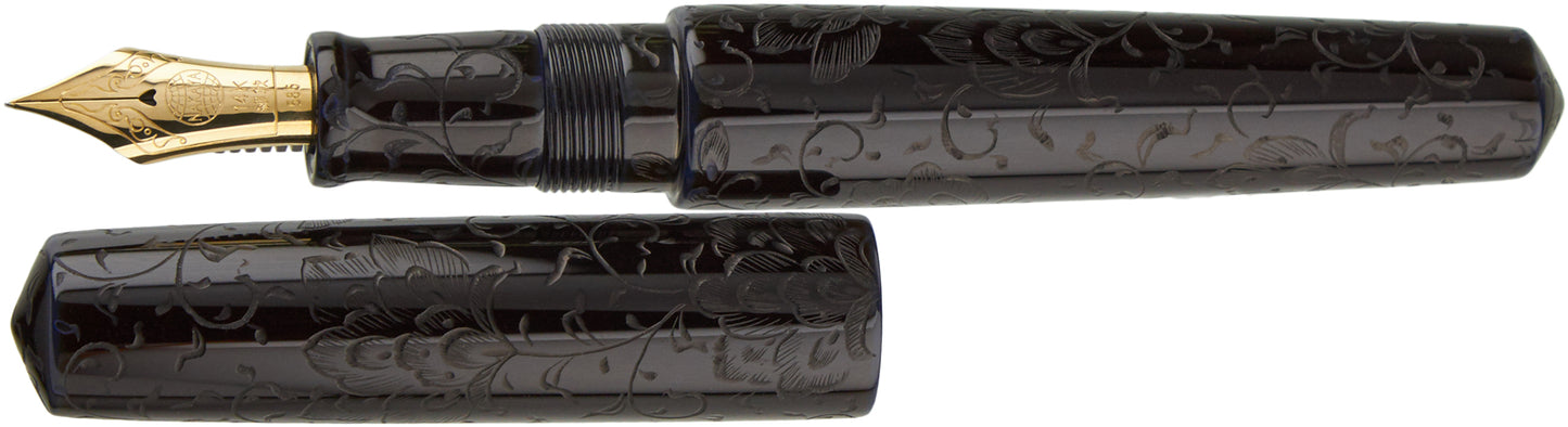 Nakaya Piccolo Cigar Housoge Kikyo-tamenuri Charcoal - nibs.com